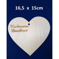 Sklejka #3mm Serce 16,5x15cm Kochanemu Dziadkowi , serce z zawieszką / Dzień Dziadka /dla Dziadka / 6156